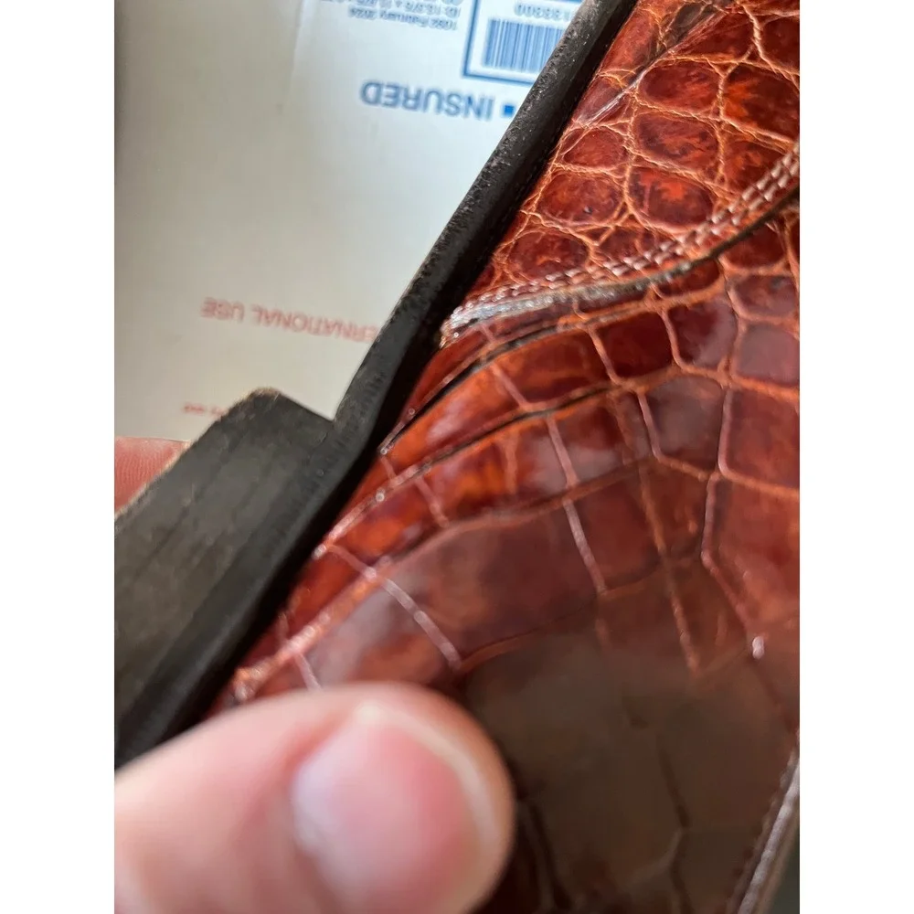 David Eden Gino Mens Cognac Brown Crocodile Embossed Leather‎ Oxfords